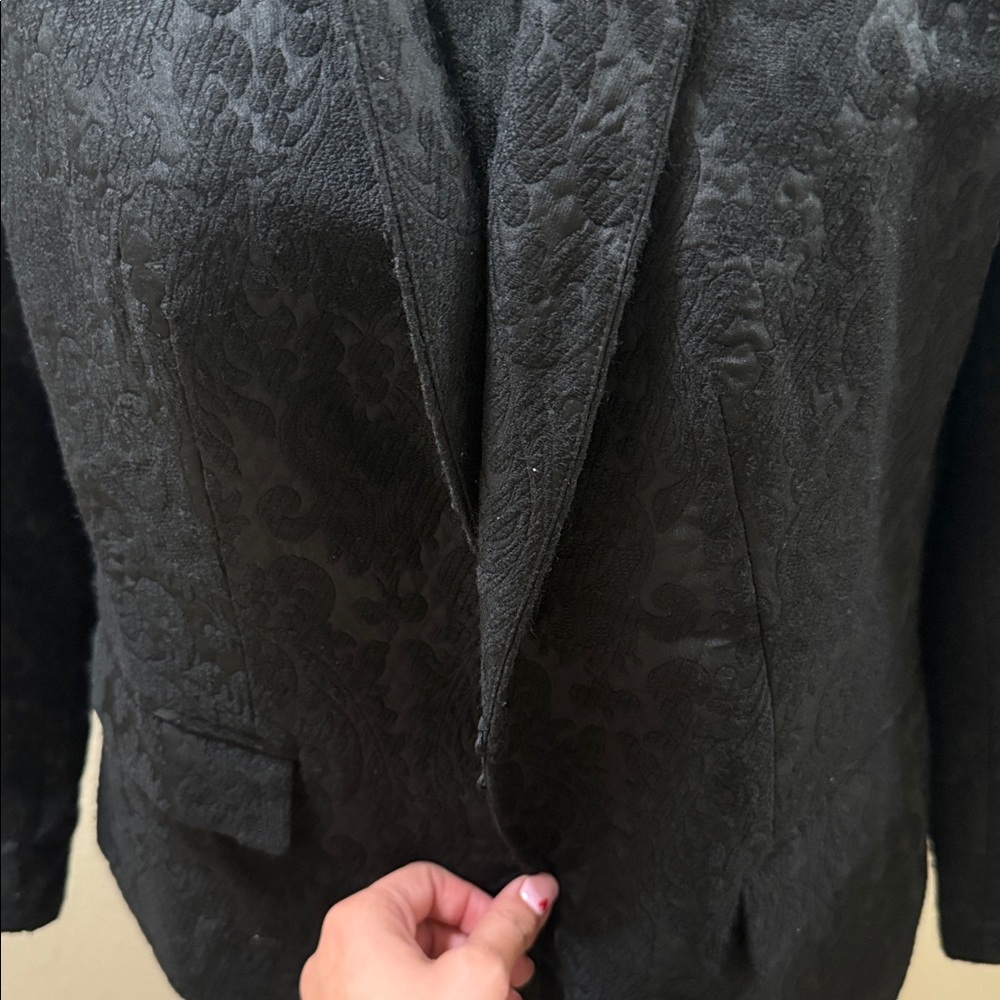 Talbots Elegant Floral Embordiered Black Women's Blazer Size 10 - Picture 9 of 10